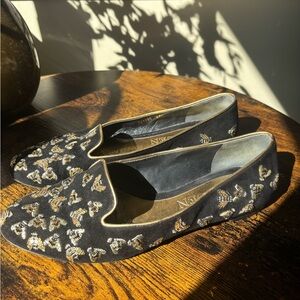 Alexander McQueen Gold Bee Embroidered Loafers